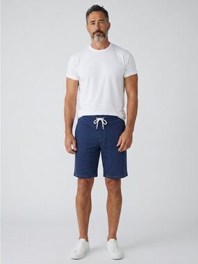 NWT XL MONROW Men's Heather Fleece Vintage Shorts Navy Blue